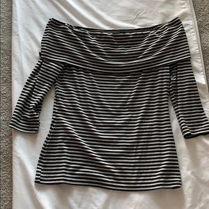 Black and white striped off the shoulder top!